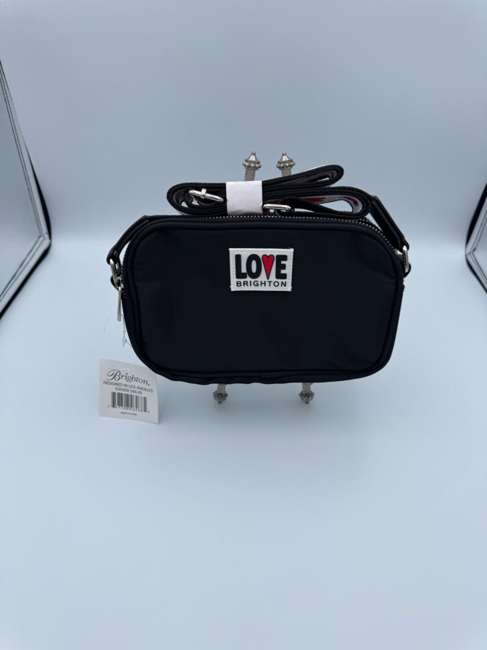 Brighton Black Crossbody Bag with LOVE Patch